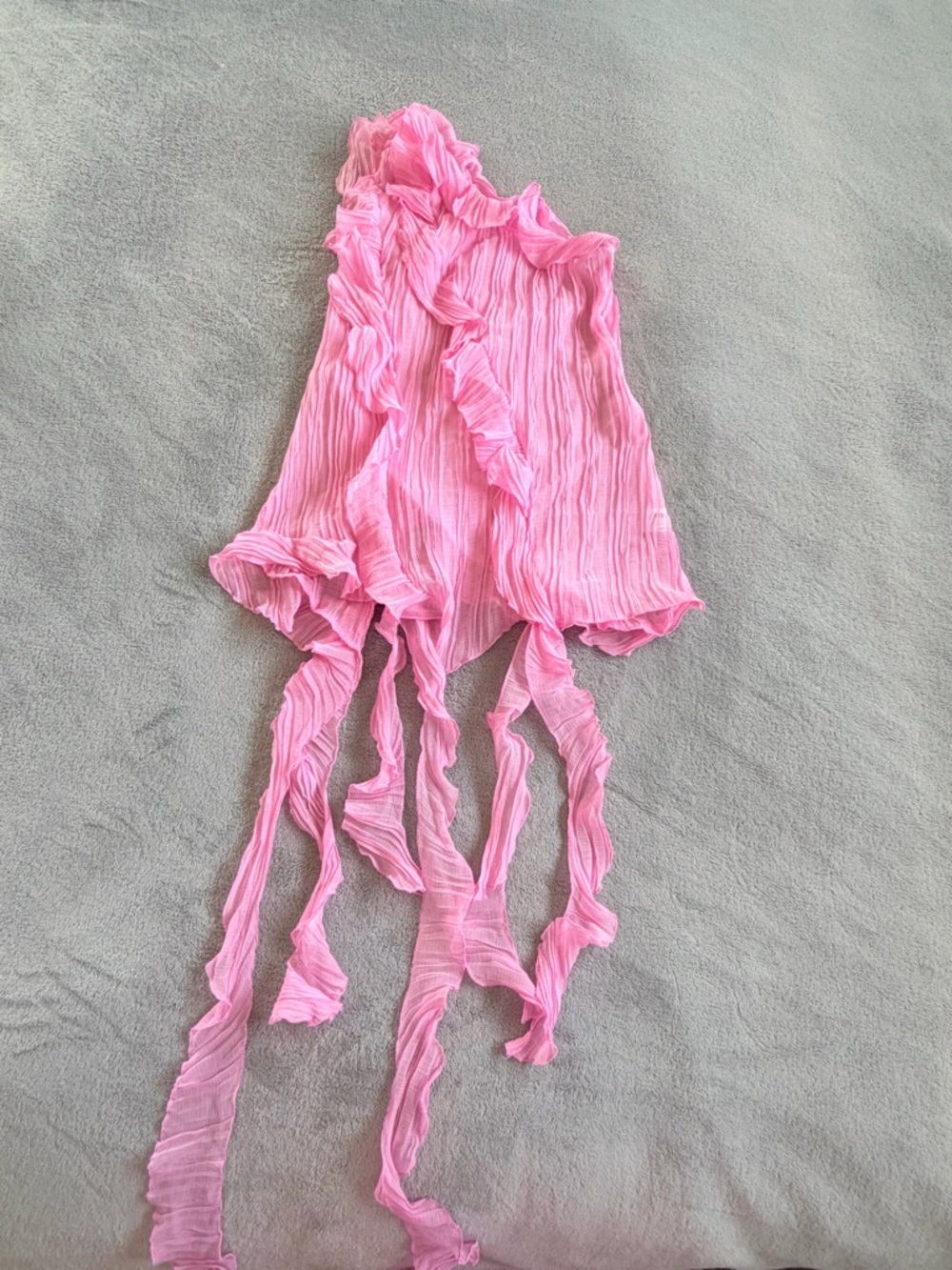 Zara Pink Ruffled Crinkle Top Blouse Size S